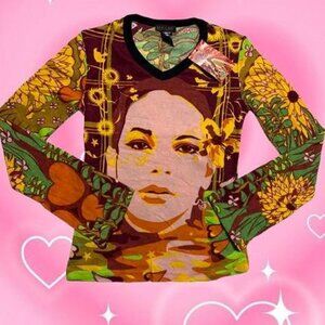 Deadstock Y2K Hayes graphic print long sleeve top